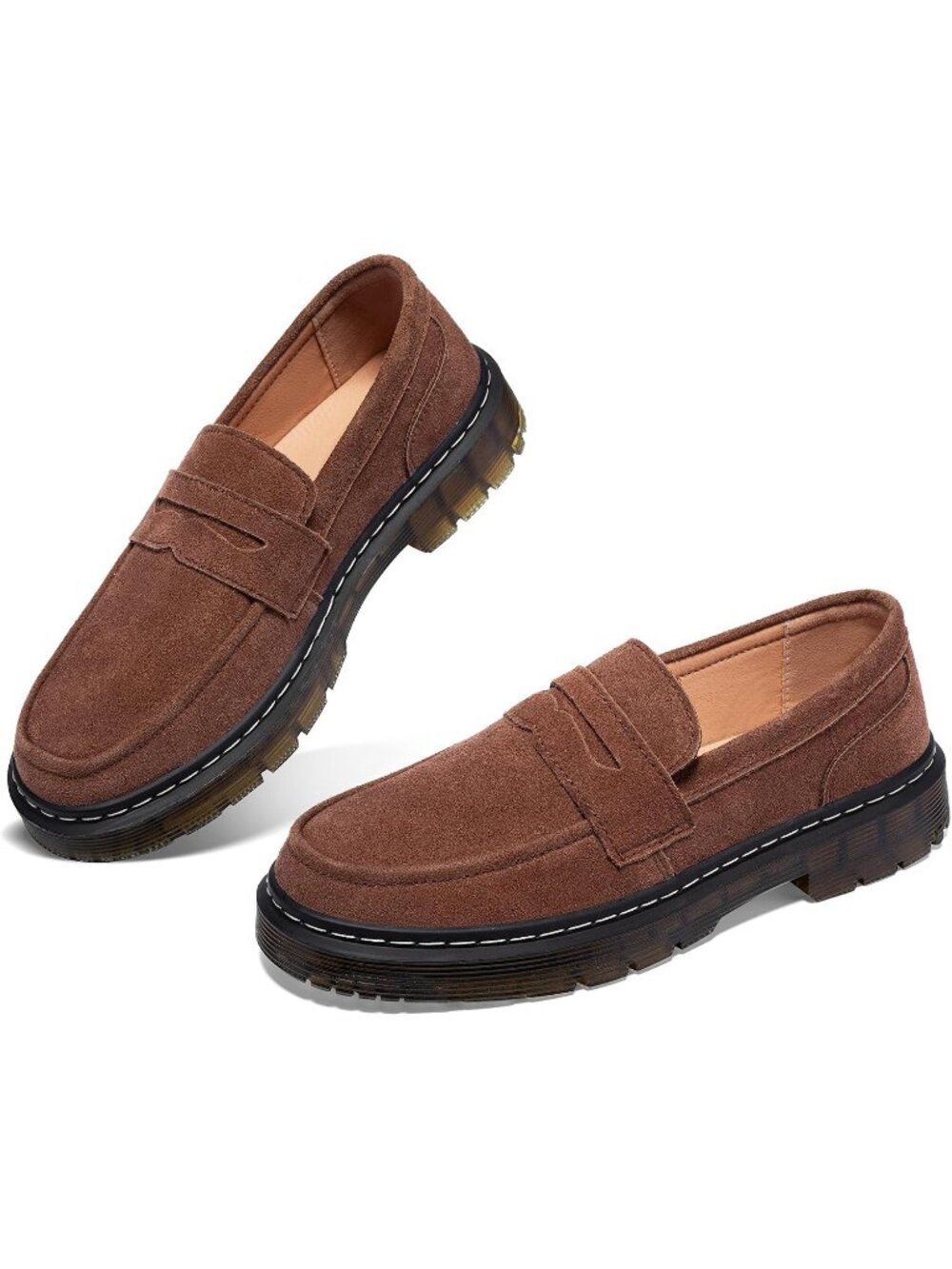 Women's Brown Suede Comfort Fashion Casual Business Work Slip-On Flats Loafer